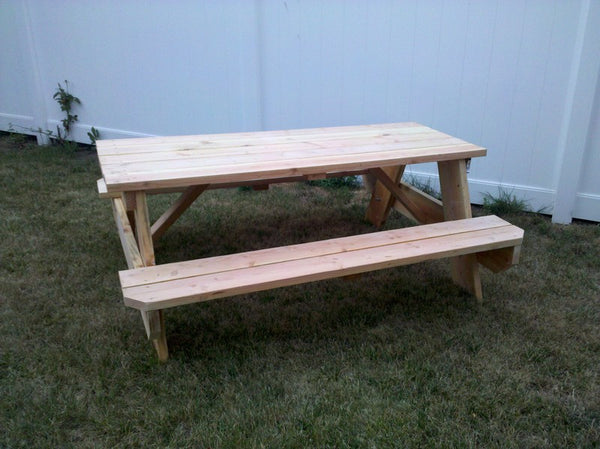 6 Foot (Douglas Fir Attached Benches) - No Stain/Poly