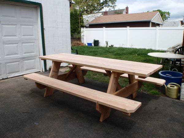 8 Foot (Douglas Fir Attached Benches) - No Stain/Poly