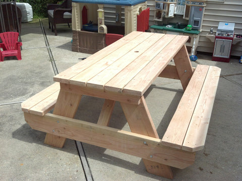 6 Foot (Douglas Fir Attached Benches) - No Stain/Poly