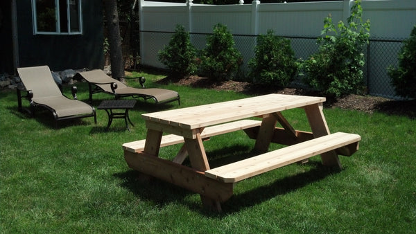 Picnic Table (Cedar) with Attached Benches