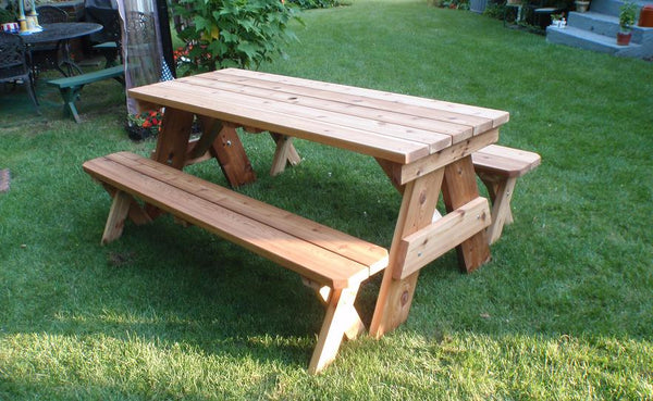 Picnic Table (Cedar) with Separate Benches